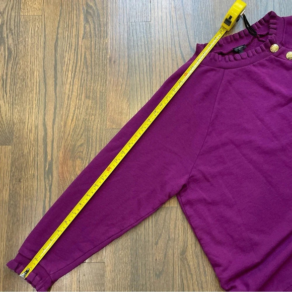 Talbots Plus Size Women's Purple Ruffle Trim Raglan Sweatshirt 2X - Picture 8 of 10